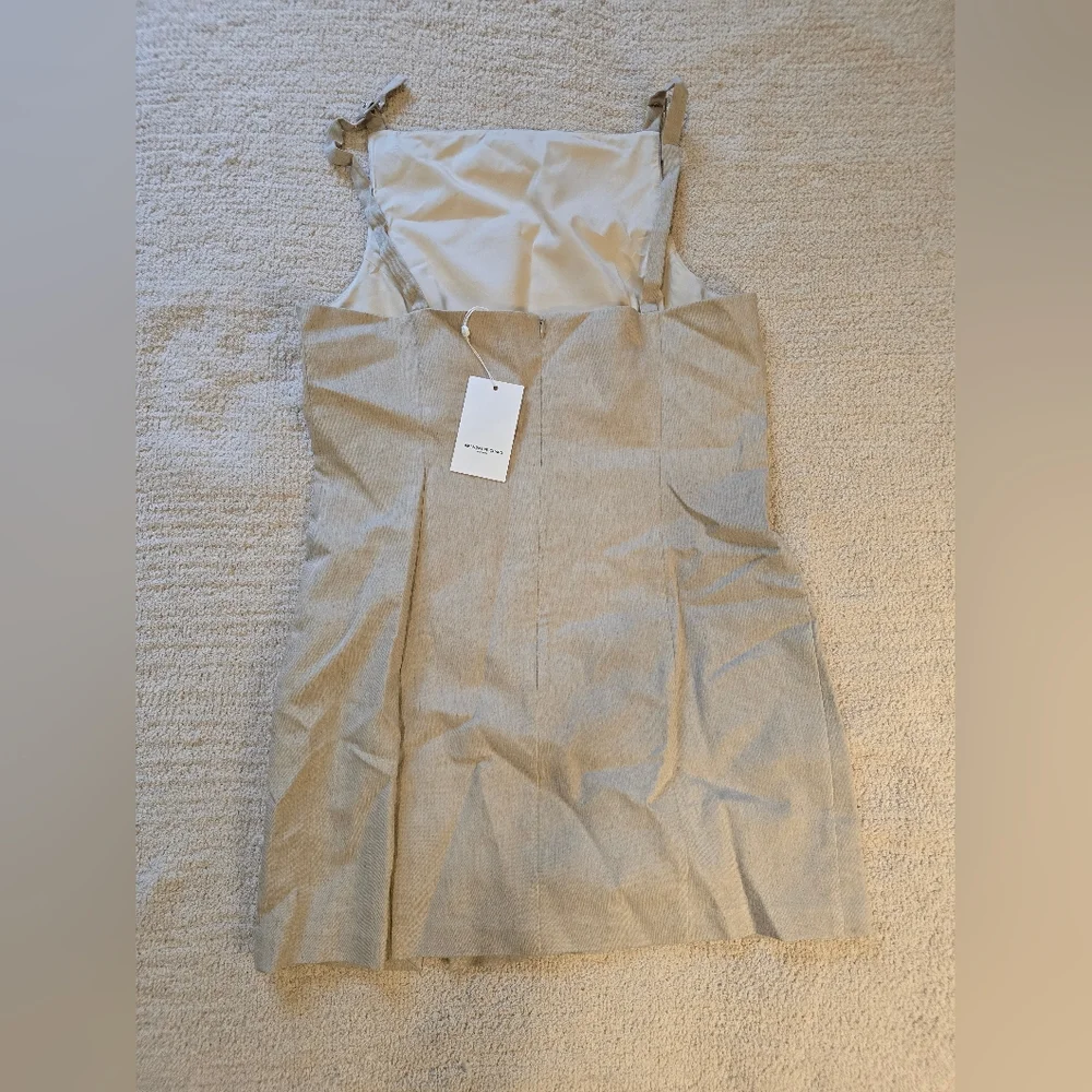NEW Amanda Uprichard / Revolve Neutral Beige Mini Dress with Buckle Straps SZ L - Picture 12 of 15